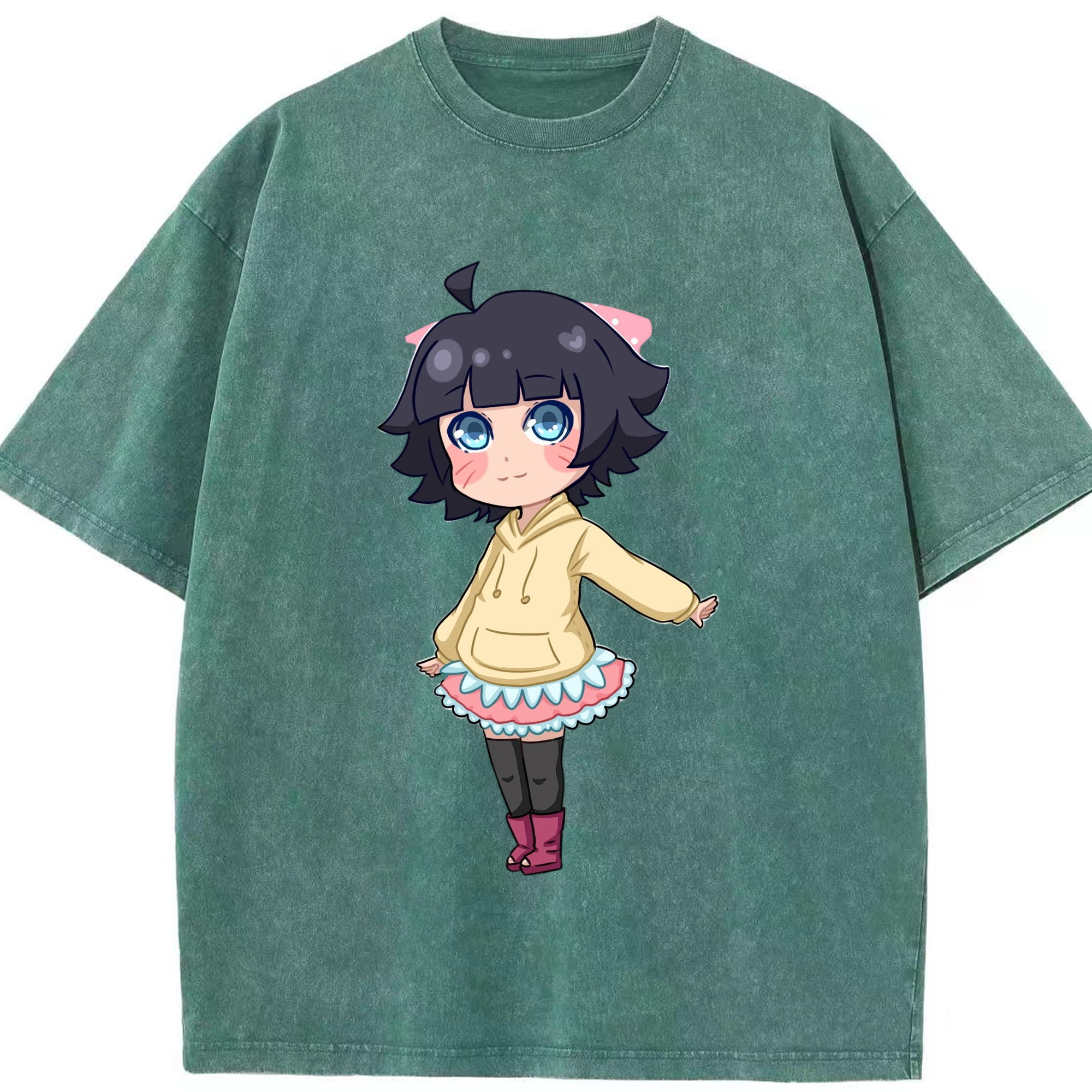 （画像用） NARUTO -ナルト- うずまき ヒマワリ Uzumaki Himawari 綿100% ヴィンテージ風 半袖Tシャツ（フロントプリント）